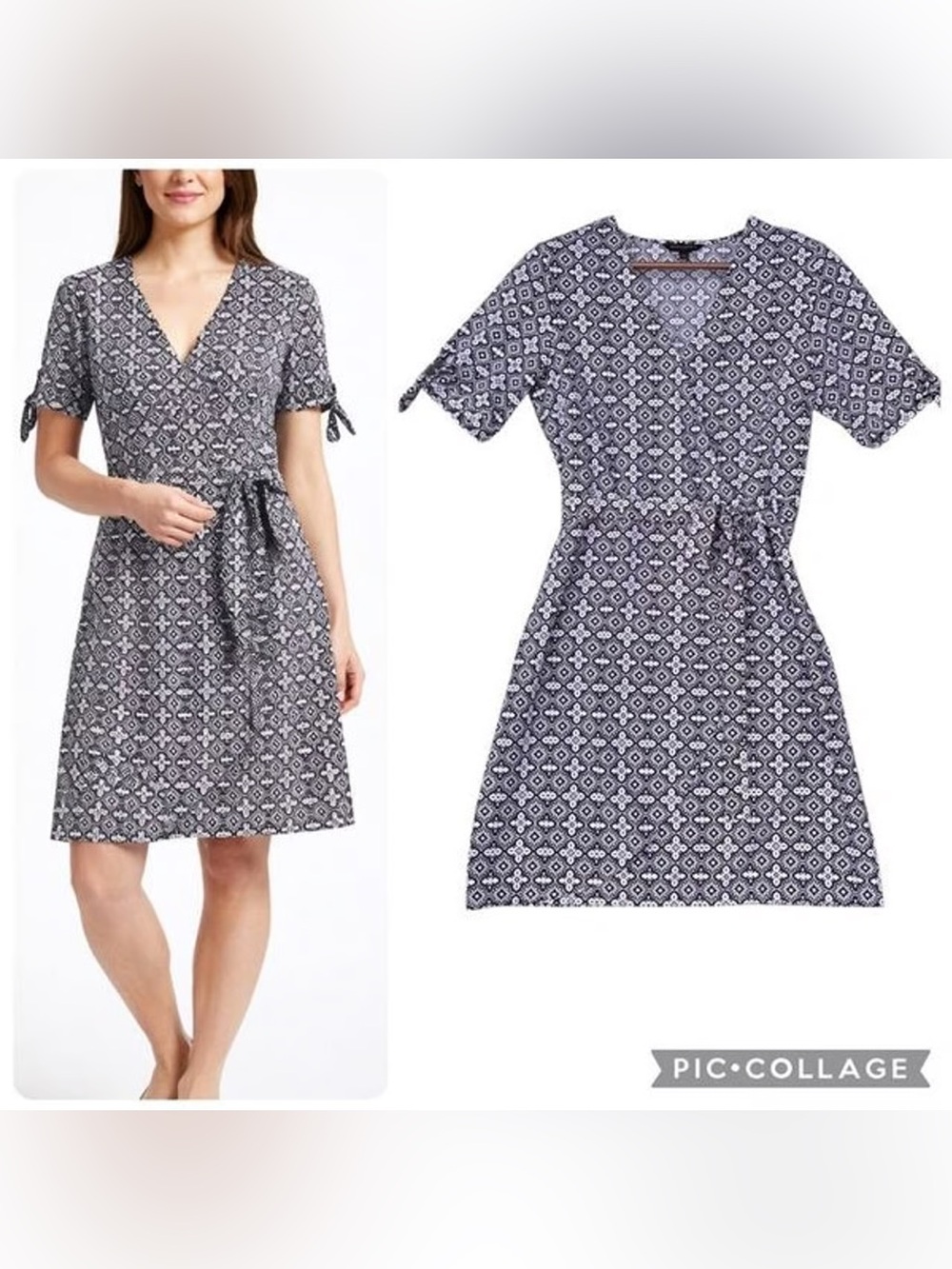 Black & White Printed Women’s Wrap Mini Dress